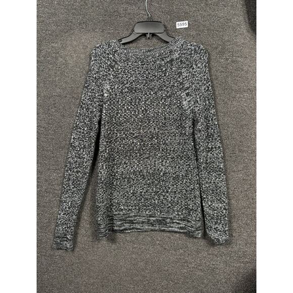 GAP Marled Cable Knit Sweater Womens Size S Black Combo Textured Long Sleeves - Picture 2 of 7